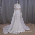 Long Sleeve A-Line Bridal Dress Detachable Train